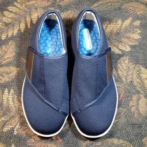 Unisex Navy Velcro Adjustable Anti-Slip Air Cushion Walking Shoes